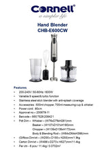 Load image into Gallery viewer, Cornell  CHBE600CW - 9 Speed Immersion Hand Blender Set