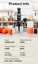 Load image into Gallery viewer, Cornell CHBS601BK 2 Speed Hand Blender Set