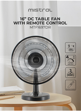 Load image into Gallery viewer, Mistral MTF1697DR - (Climate Voucher) Matt Black Gen 1 - 16" DC Table Fan with Remote