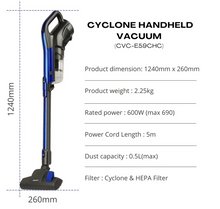 Load image into Gallery viewer, Cornell CVCE59CHC 14KPa Powerful Suction 5meter Corded Handheld Vacuum Cleaner
