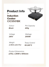 Load image into Gallery viewer, Cornell CICS501BK Induction Cooker 2000W with Premium Stainless Steel Pot