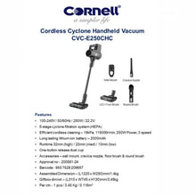 Load image into Gallery viewer, Cornell CVCE250CHC Handheld Cordless Vacuum Powerful 19KPa Suction