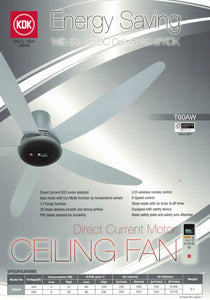 KDK T60AW - Ceiling Fan with DC motor, 150cm with Remote Control